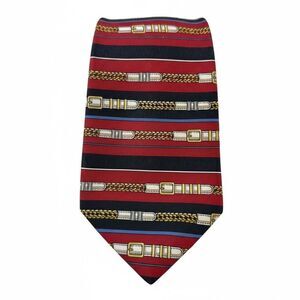 Gucci Tie Equestrian Bridle 100% Silk Made in Italy VTG Classic Red Luxury Tie